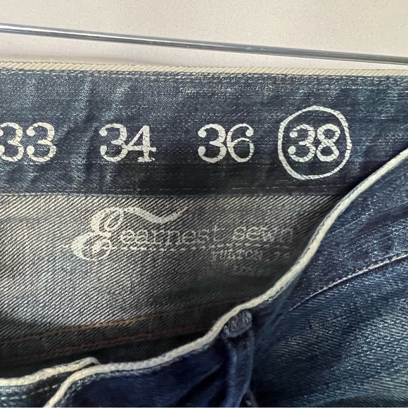 Earnest Sewn Jeans Size 38. Button fly. Floral Sun print on hem. - Picture 6 of 6